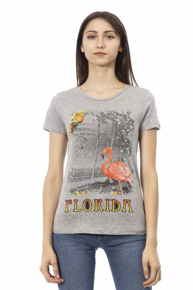 Trussardi Action T-Shirt Femme en Coton Gris - Élégant et Confortable