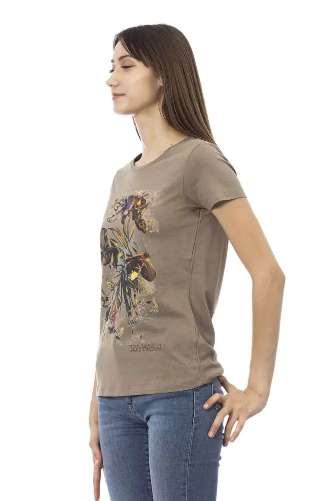 Trussardi Action T-Shirt Femme en Coton Marron - Élégance Effortless
