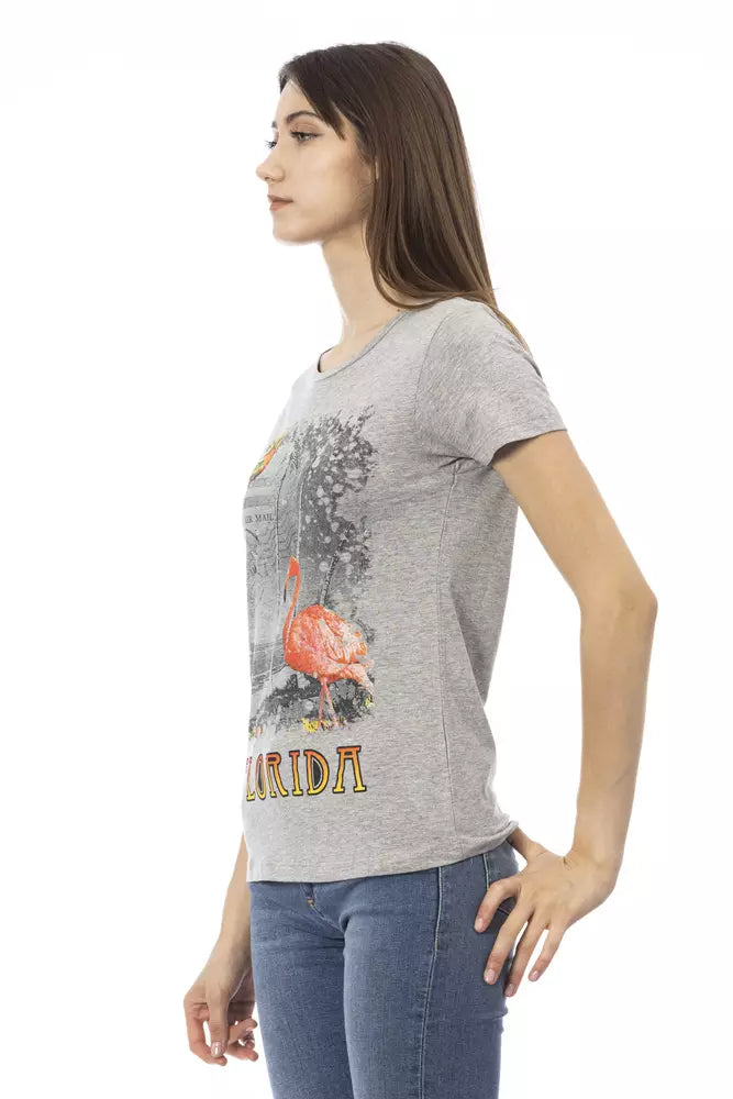 Trussardi Action T-Shirt Femme en Coton Gris - Élégant et Confortable
