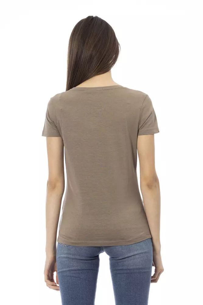 Trussardi Action T-Shirt Femme en Coton Marron - Élégance Effortless