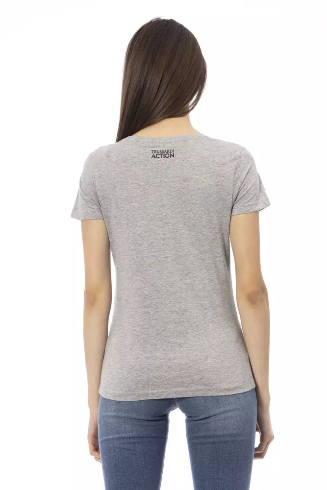 Trussardi Action T-Shirt Femme en Coton Gris - Élégant et Confortable