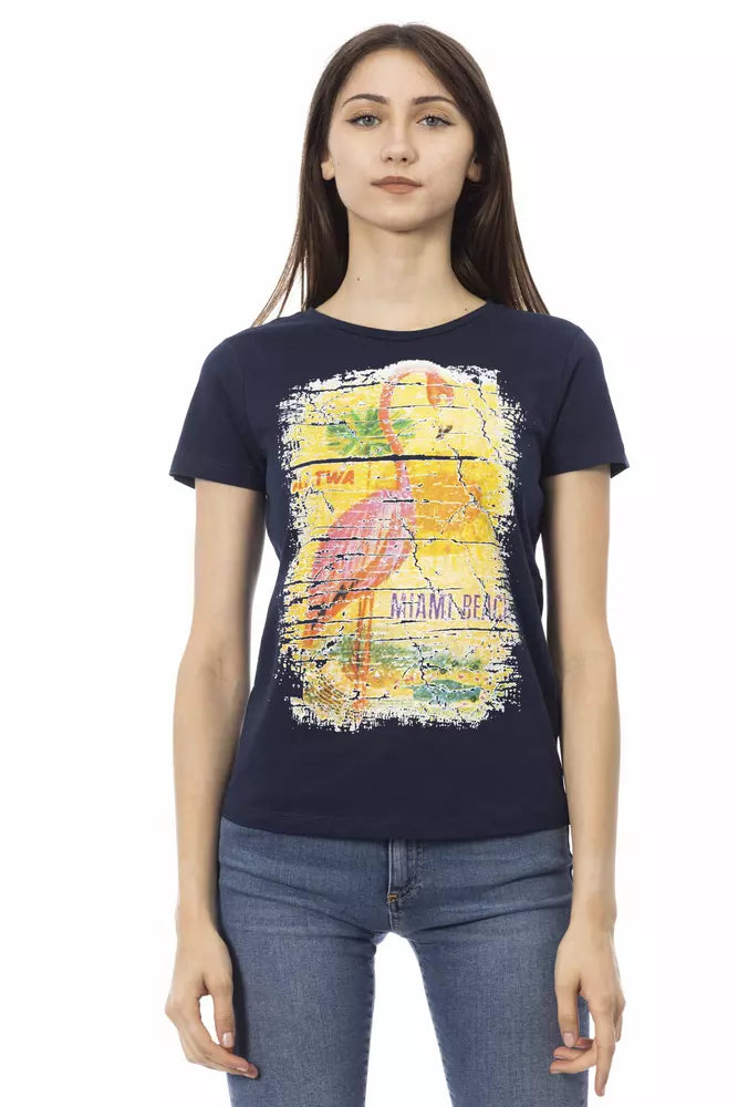 Tee Trussardi Action Chic Bleu à Manches Courtes et Col Rond