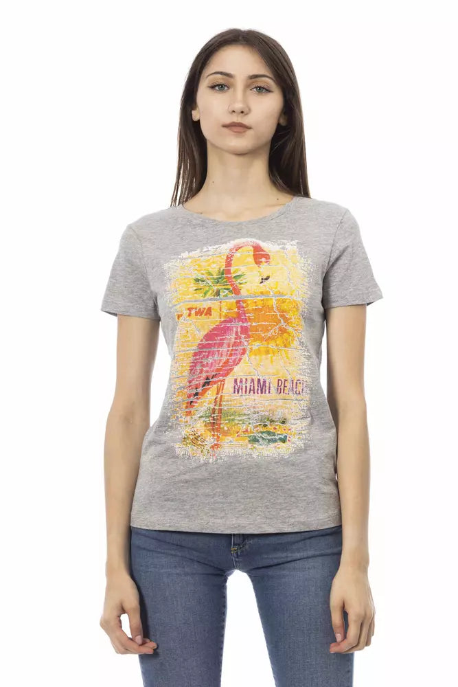 Trussardi Action T-Shirt Femme Gris en Coton - Chic et Confortable