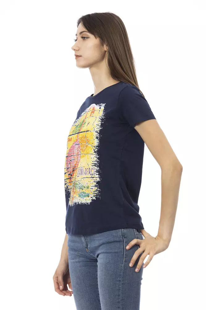 Tee Trussardi Action Chic Bleu à Manches Courtes et Col Rond