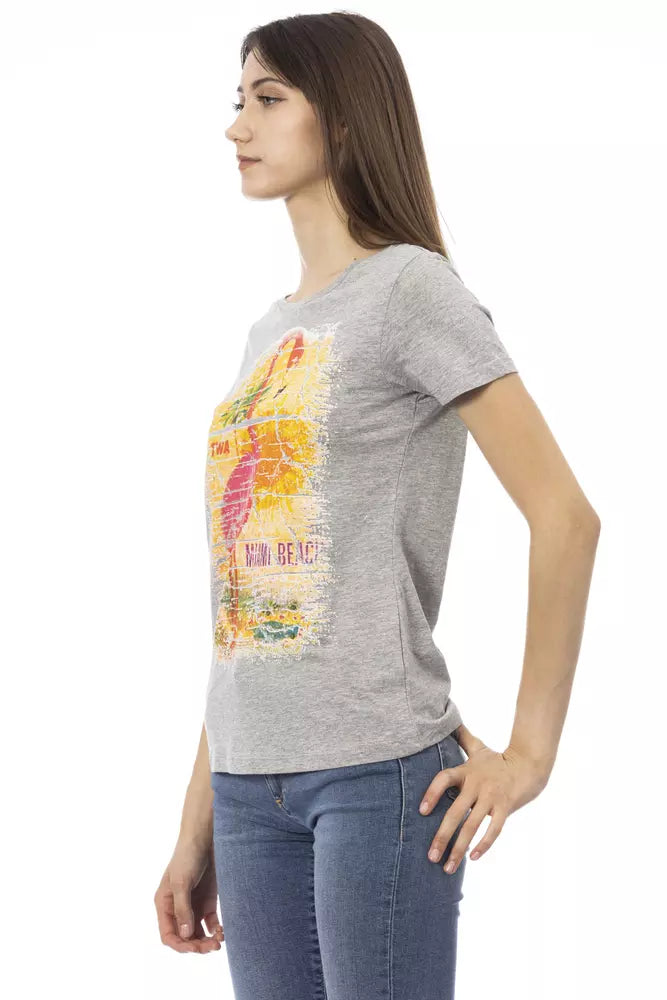 Trussardi Action T-Shirt Femme Gris en Coton - Chic et Confortable
