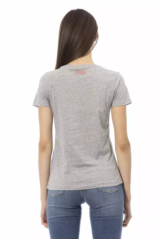 Trussardi Action T-Shirt Femme Gris en Coton - Chic et Confortable