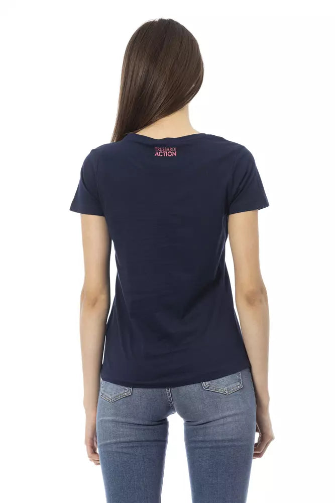 Tee Trussardi Action Chic Bleu à Manches Courtes et Col Rond