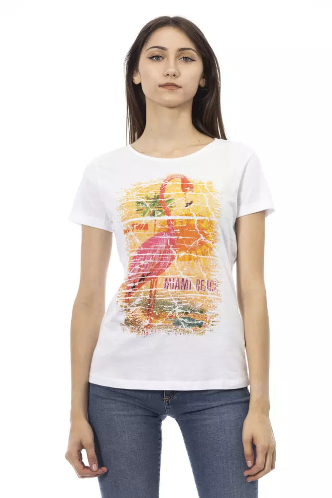 Trussardi Action T-Shirt Femme en Coton Blanc - Chic et Minimaliste