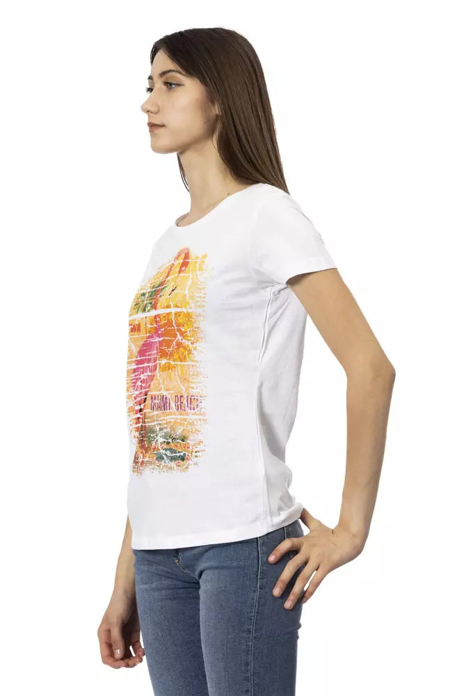 Trussardi Action T-Shirt Femme en Coton Blanc - Chic et Minimaliste