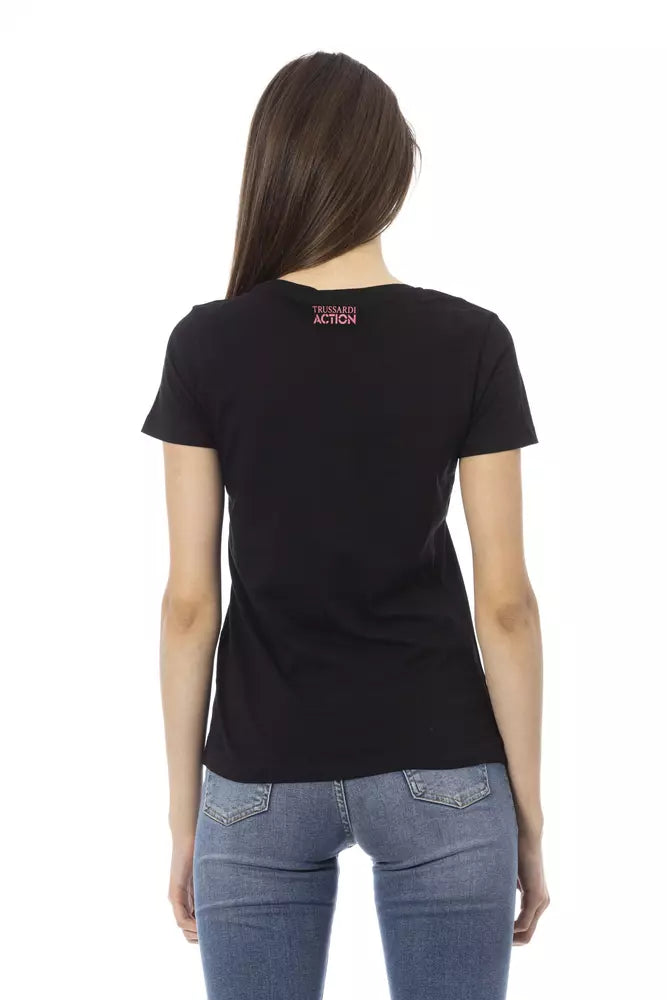 Trussardi Action T-Shirt Femme Noir en Coton - Chic et Confortable