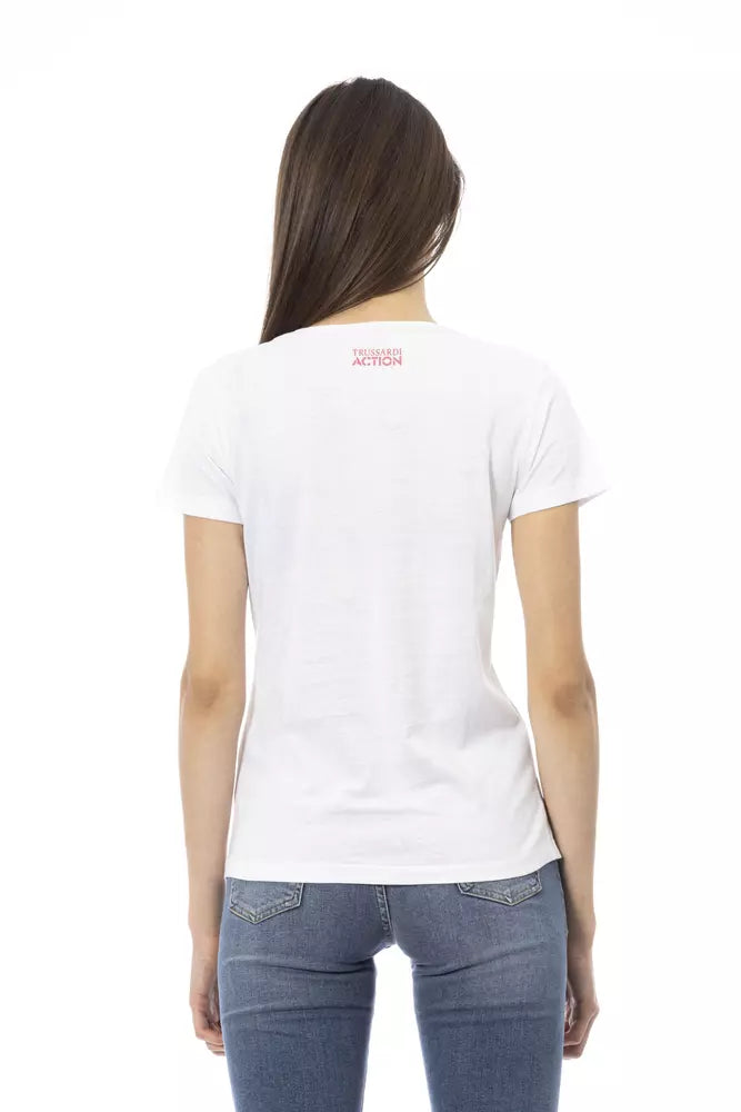 Trussardi Action T-Shirt Femme en Coton Blanc - Chic et Minimaliste