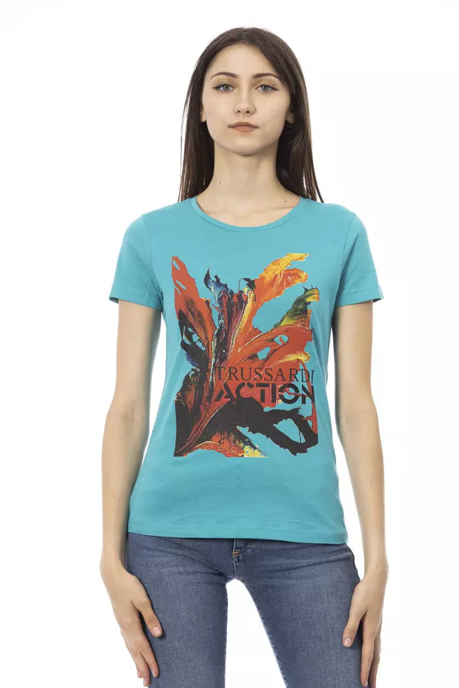 Trussardi Action T-Shirt Femme Coton Bleu Clair