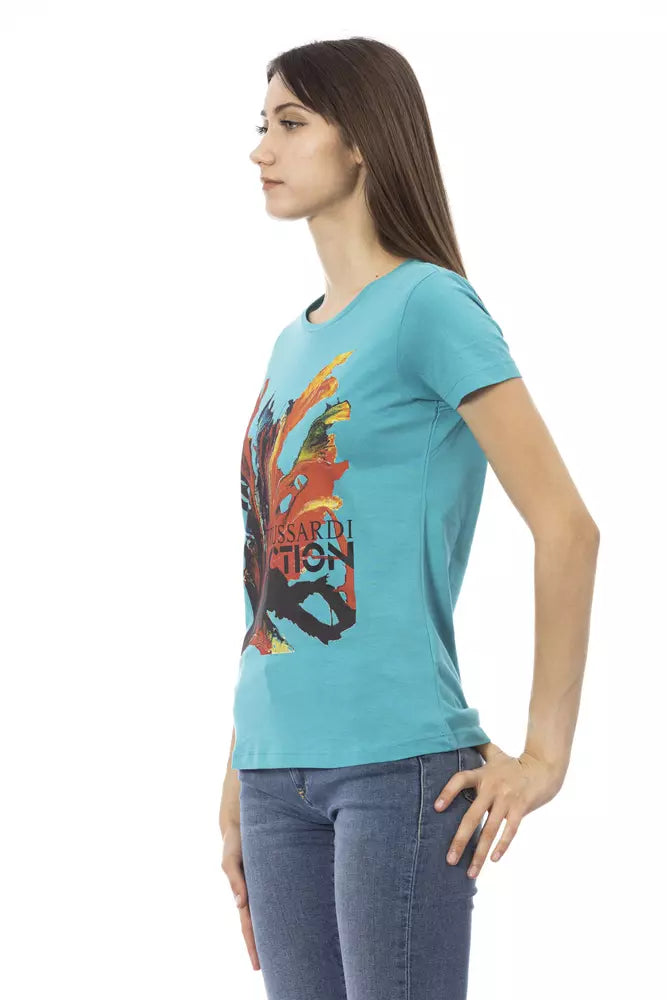 Trussardi Action T-Shirt Femme Coton Bleu Clair
