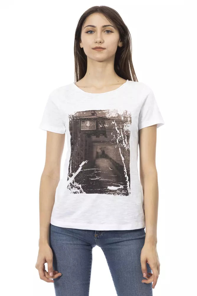 Top blanc en coton pour femme Trussardi Action