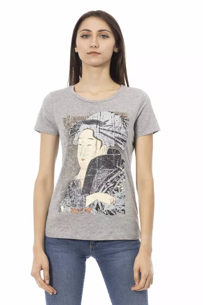 Trussardi Action T-Shirt Femme Gris en Coton - Élégant et Confortable