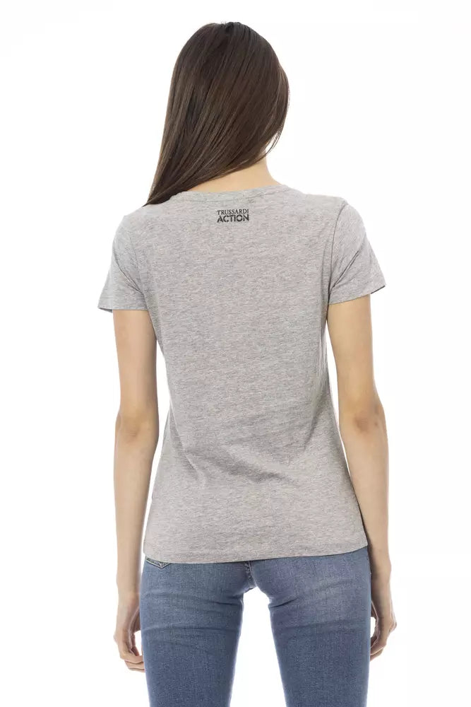 Trussardi Action T-Shirt Femme Gris en Coton - Élégant et Confortable