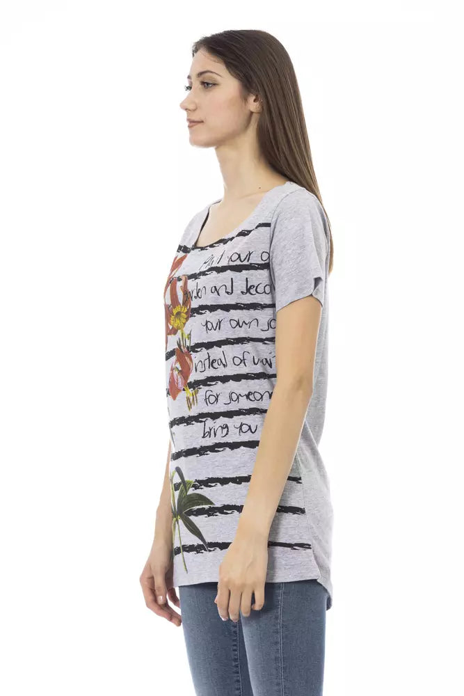 Trussardi Action T-Shirt Femme Gris en Coton - Élégant et Confortable