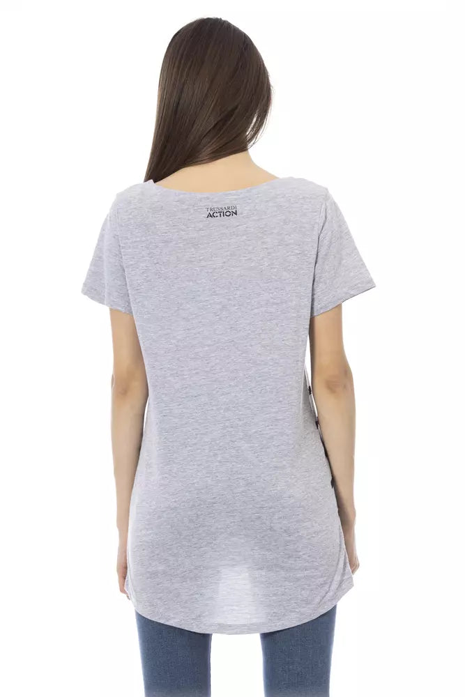 Trussardi Action T-Shirt Femme Gris en Coton - Élégant et Confortable