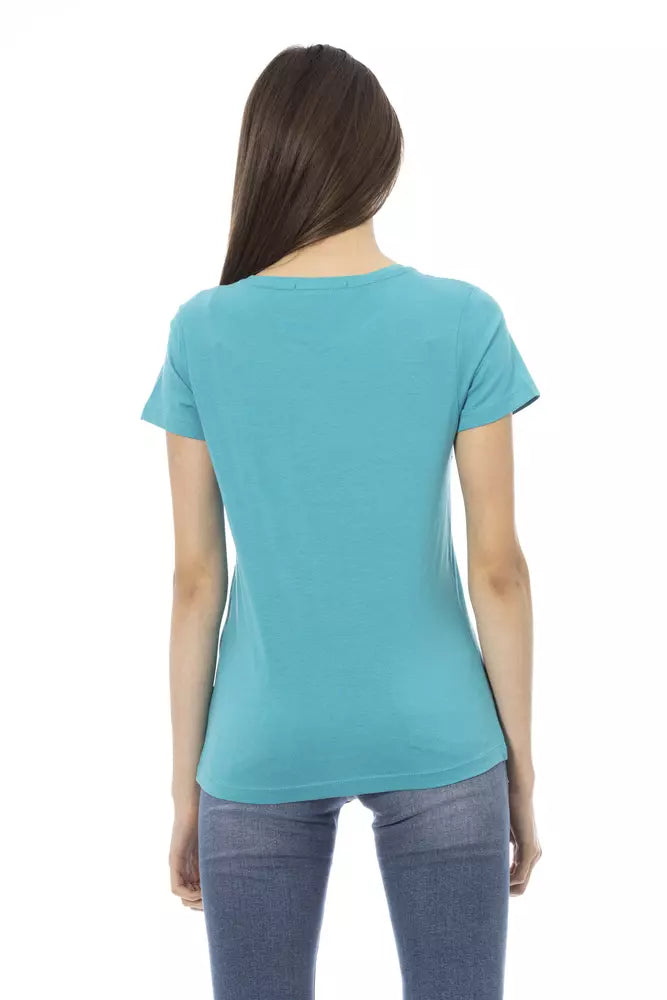 Trussardi Action T-Shirt Femme Coton Bleu Clair
