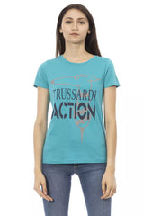 Trussardi Action T-Shirt Femme Coton Bleu Clair - Chic et Confortable