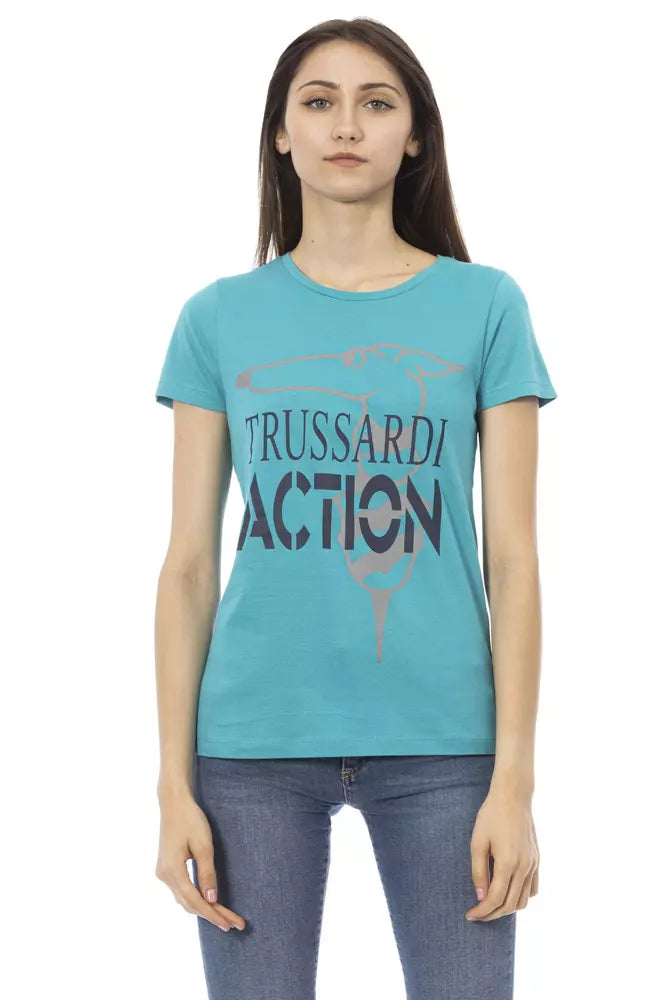 Trussardi Action T-Shirt Femme Coton Bleu Clair - Chic et Confortable