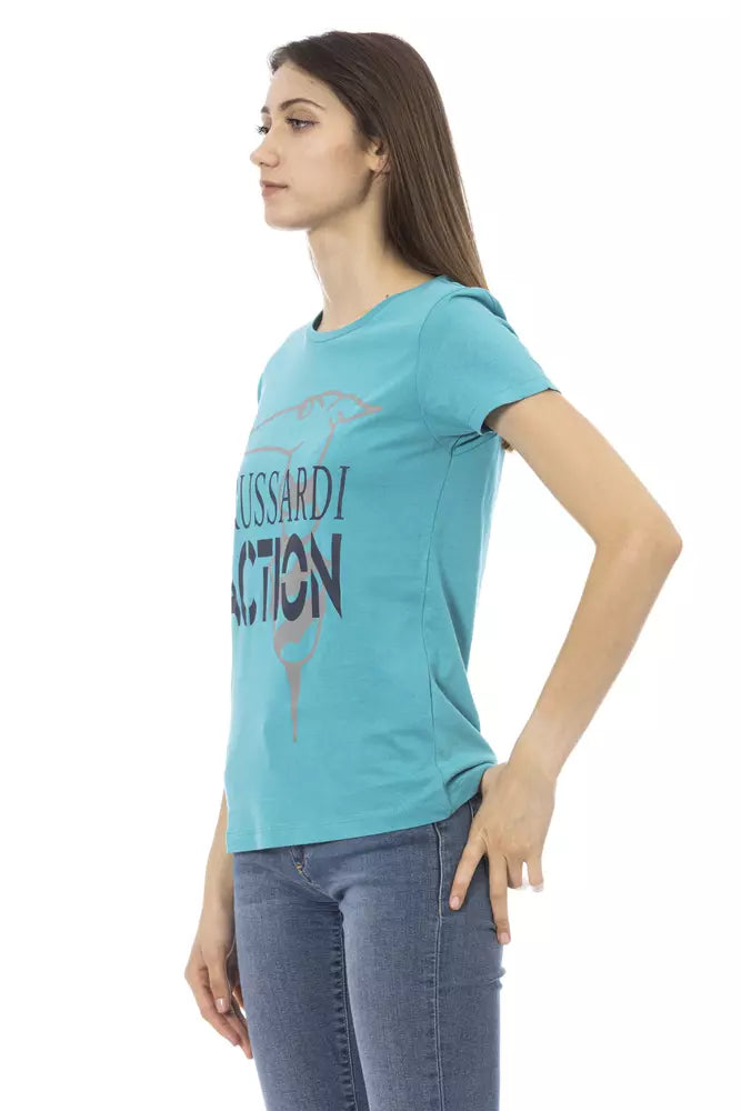 Trussardi Action T-Shirt Femme Coton Bleu Clair - Chic et Confortable