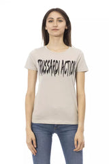 T-shirt Femme Beige Trussardi Action en Coton - Élégance et Confort