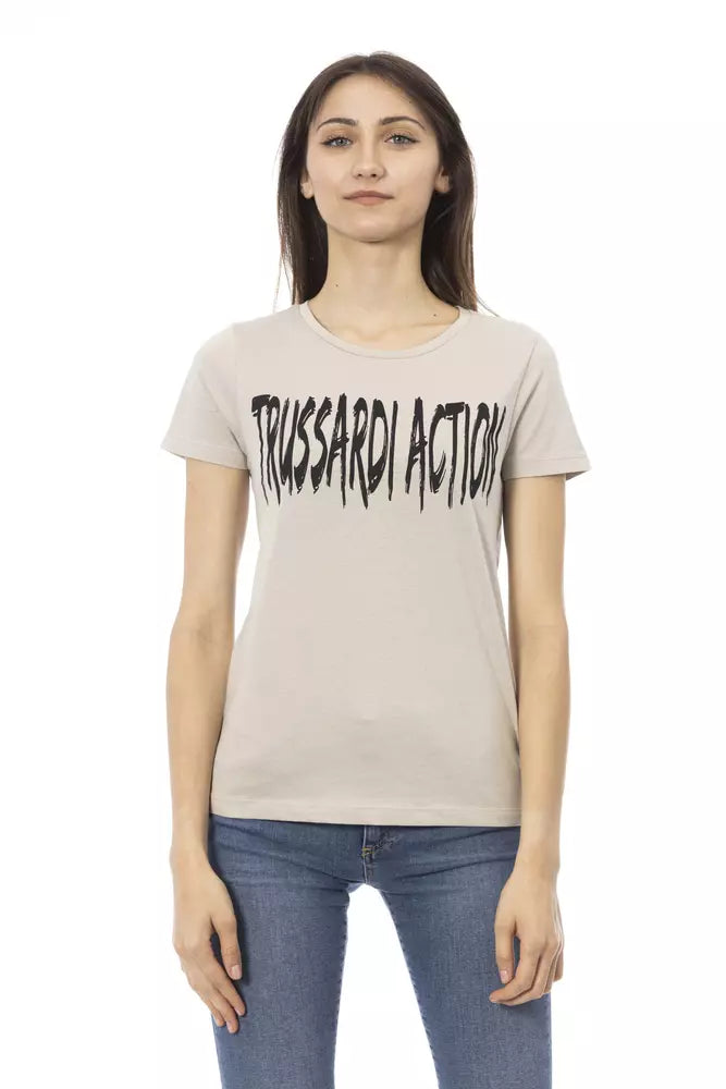 Trussardi Action Beige Cotton Women T-Shirt - Stylish Comfort