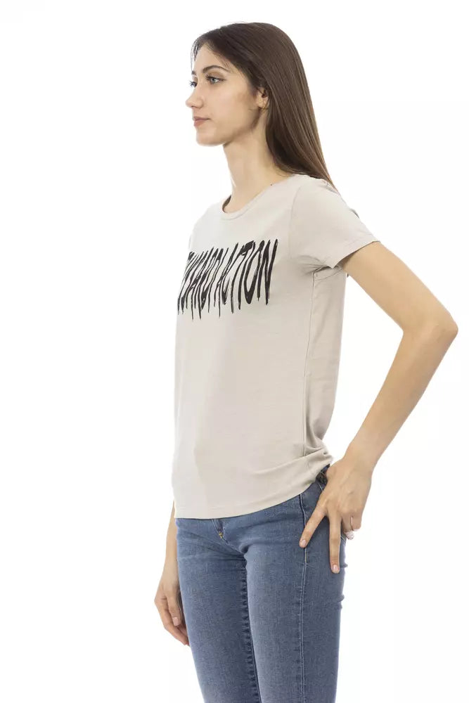 Trussardi Action Beige Cotton Women T-Shirt - Stylish Comfort