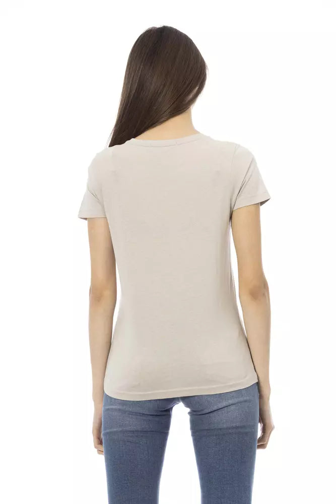 Trussardi Action Beige Cotton Women T-Shirt - Stylish Comfort