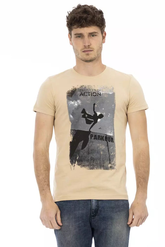 T-shirt homme en coton beige Trussardi Action