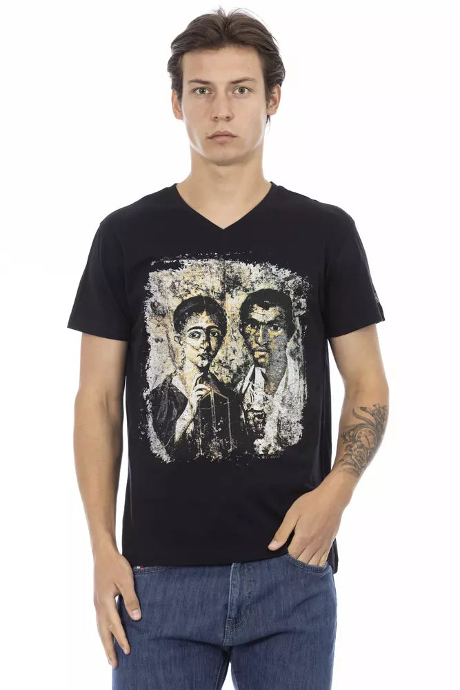 T-shirt homme en coton noir Trussardi Action