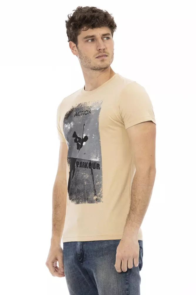 T-shirt homme en coton beige Trussardi Action