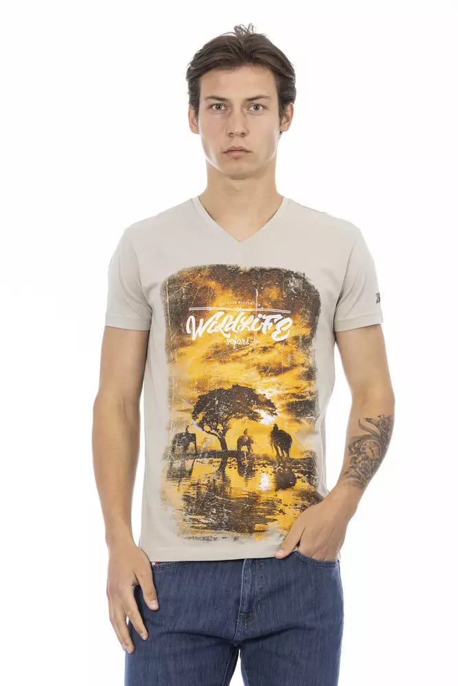 T-shirt homme en coton beige Trussardi Action