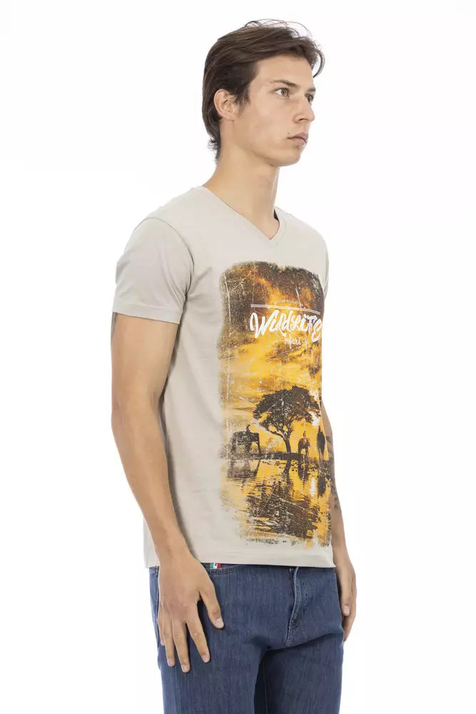 T-shirt homme en coton beige Trussardi Action