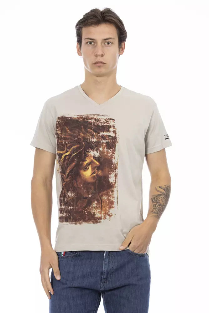 T-shirt homme en coton beige Trussardi Action