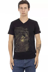T-shirt homme Trussardi Action en coton noir à col en V