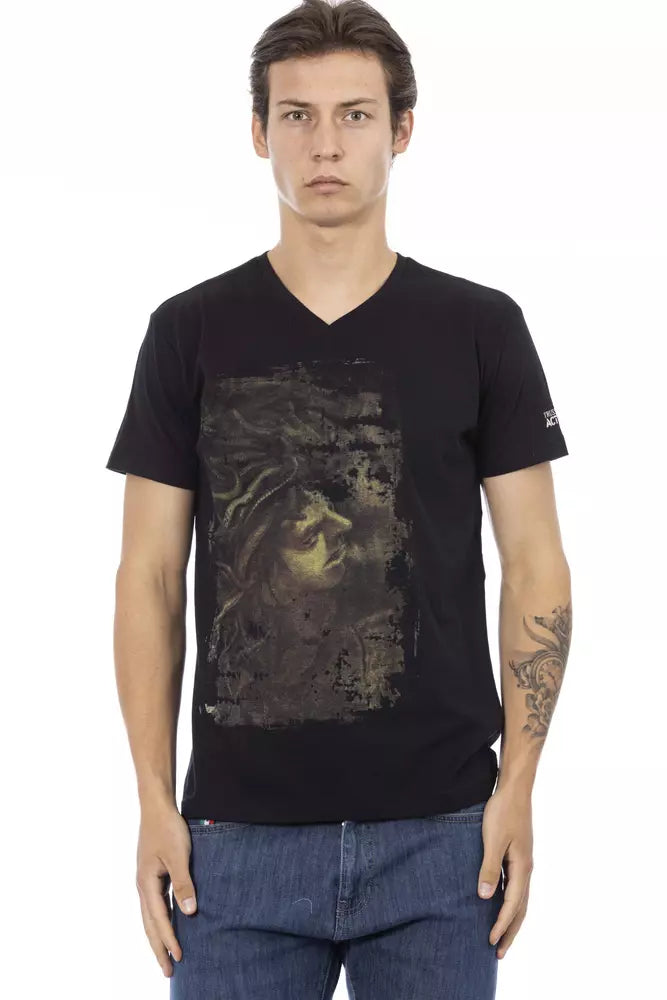 T-shirt homme Trussardi Action en coton noir à col en V