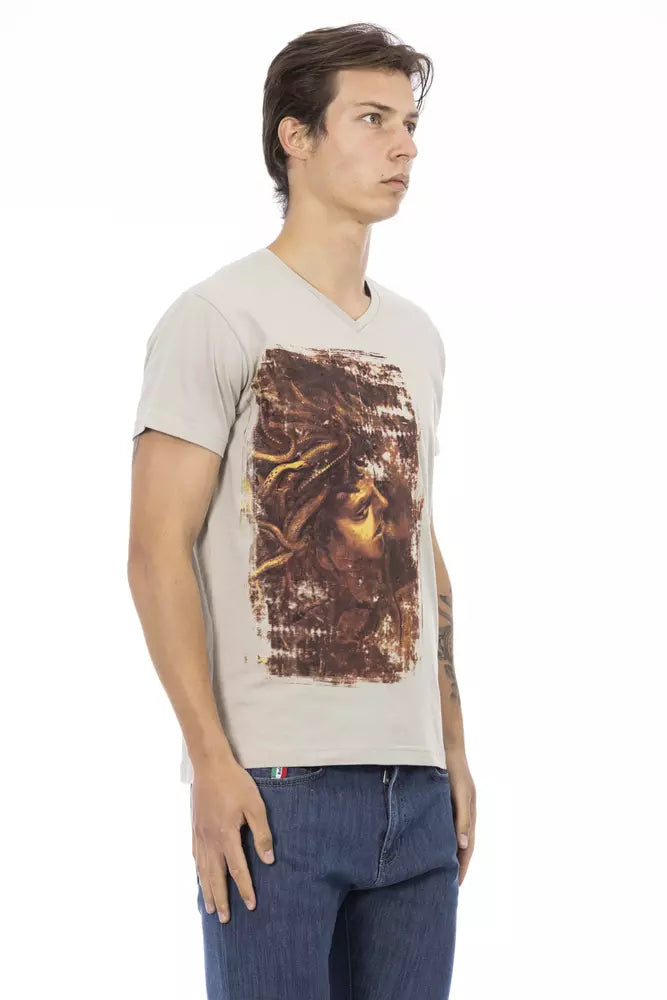 T-shirt homme en coton beige Trussardi Action