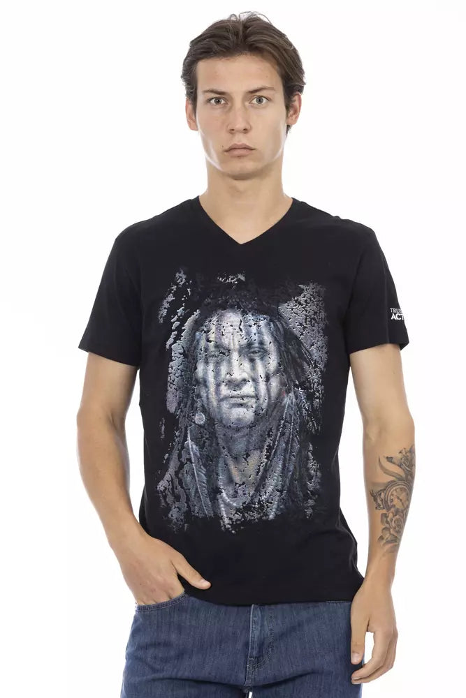 T-shirt homme en coton noir Trussardi Action
