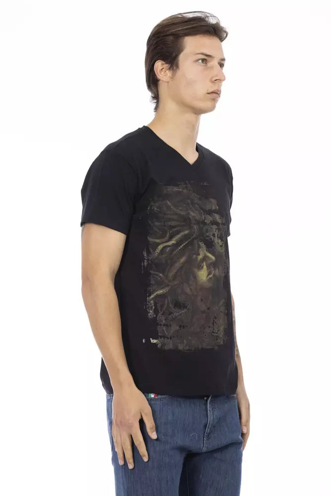 T-shirt homme Trussardi Action en coton noir à col en V