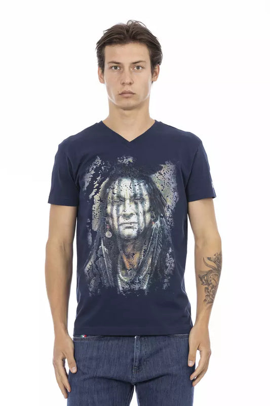 T-shirt homme en coton bleu Trussardi Action