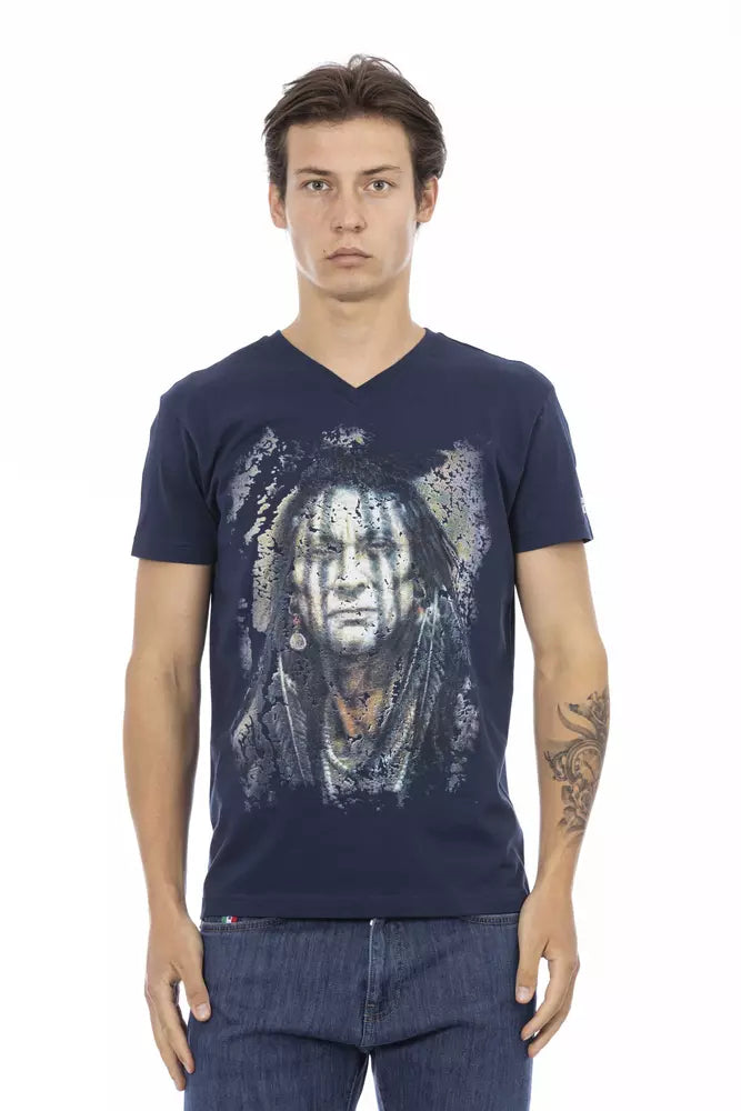 T-shirt homme en coton bleu Trussardi Action