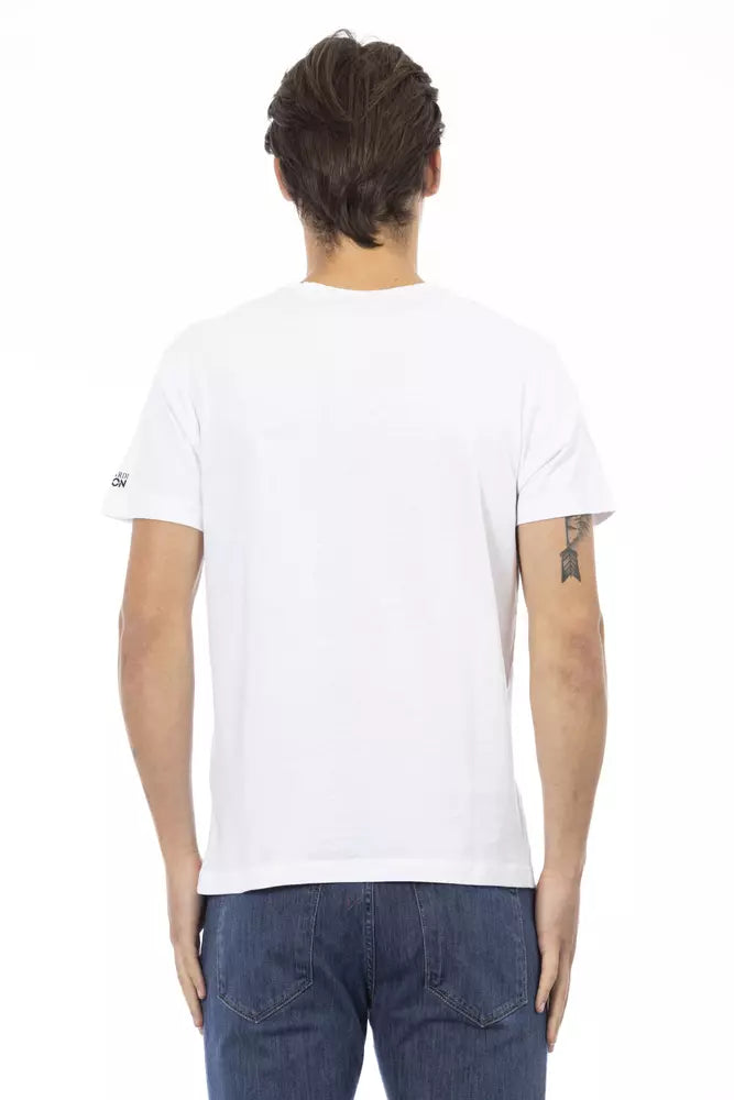 T-shirt homme à col en V en coton blanc Trussardi Action