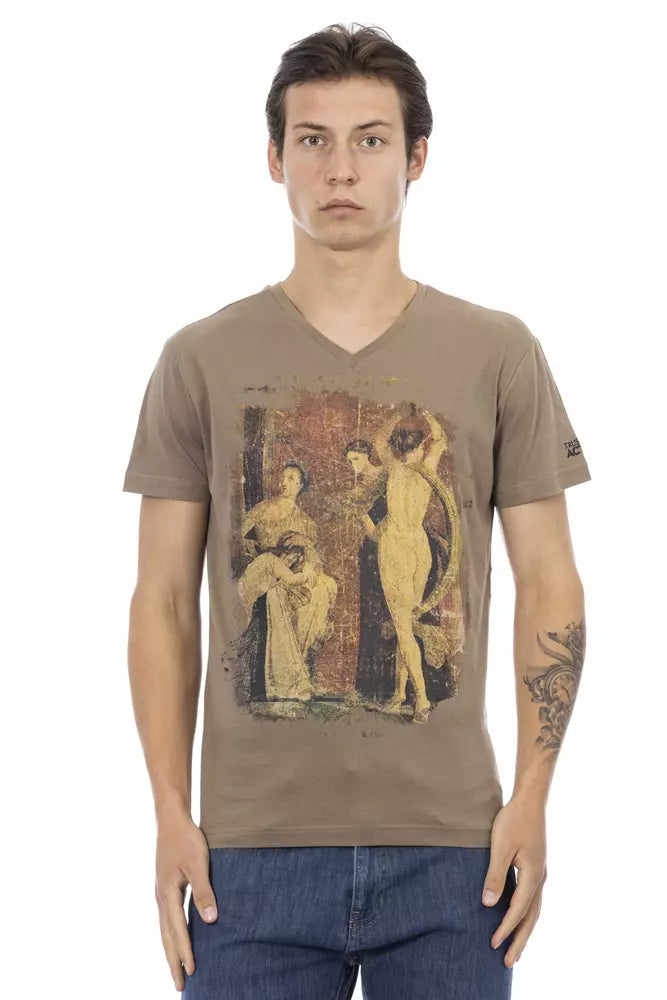 T-shirt homme en coton brun Trussardi Action