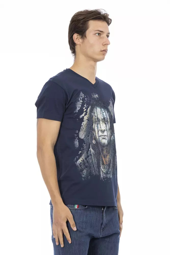 T-shirt homme en coton bleu Trussardi Action