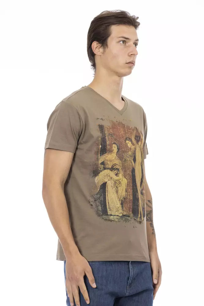 T-shirt homme en coton brun Trussardi Action