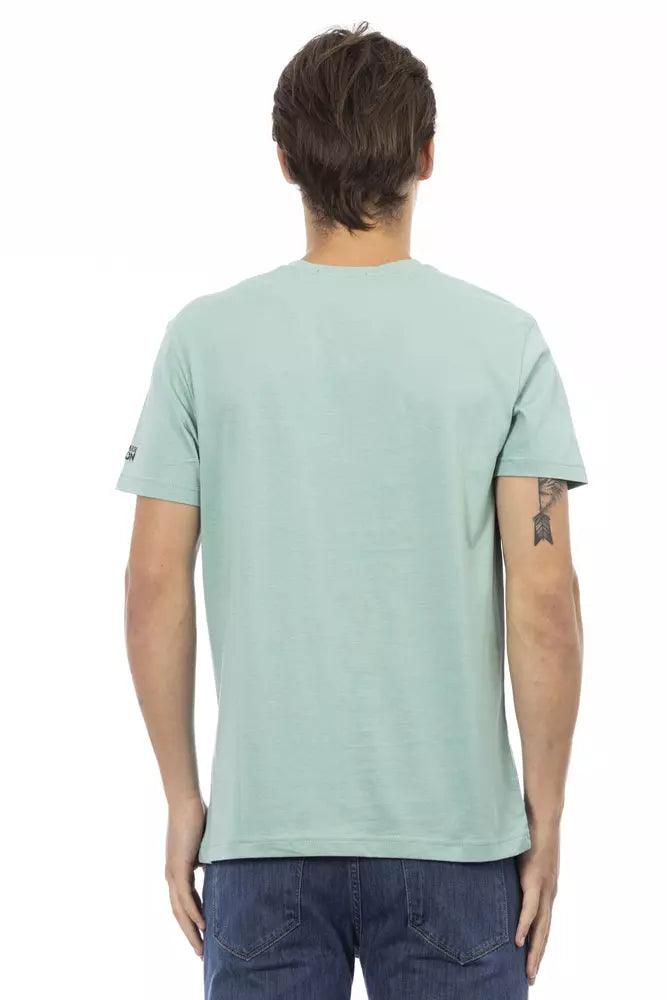 T-shirt à col en V pour homme en coton vert de Trussardi Action