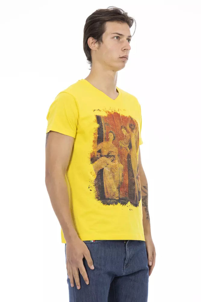 T-shirt homme en coton jaune Trussardi Action