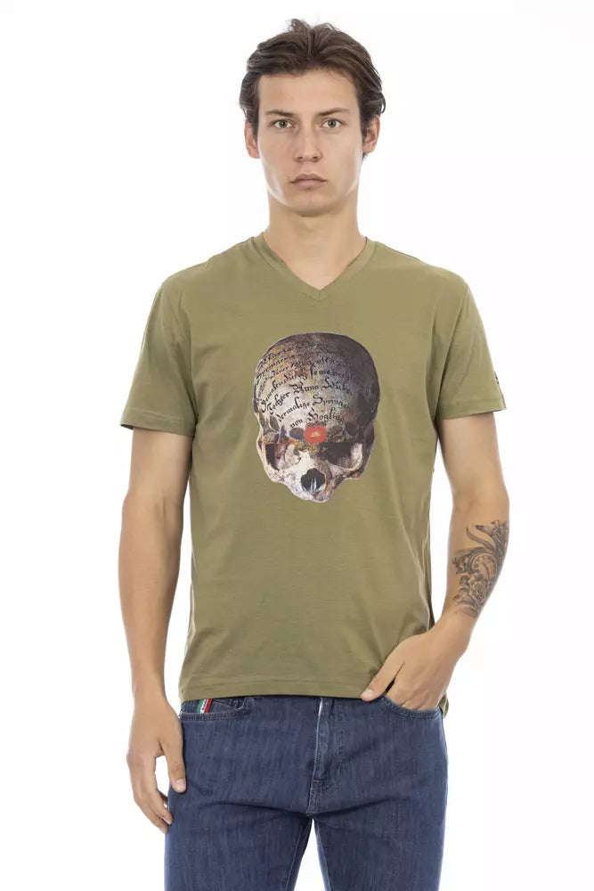 T-shirt homme en coton vert Trussardi Action